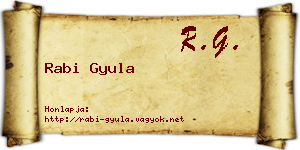 Rabi Gyula névjegykártya